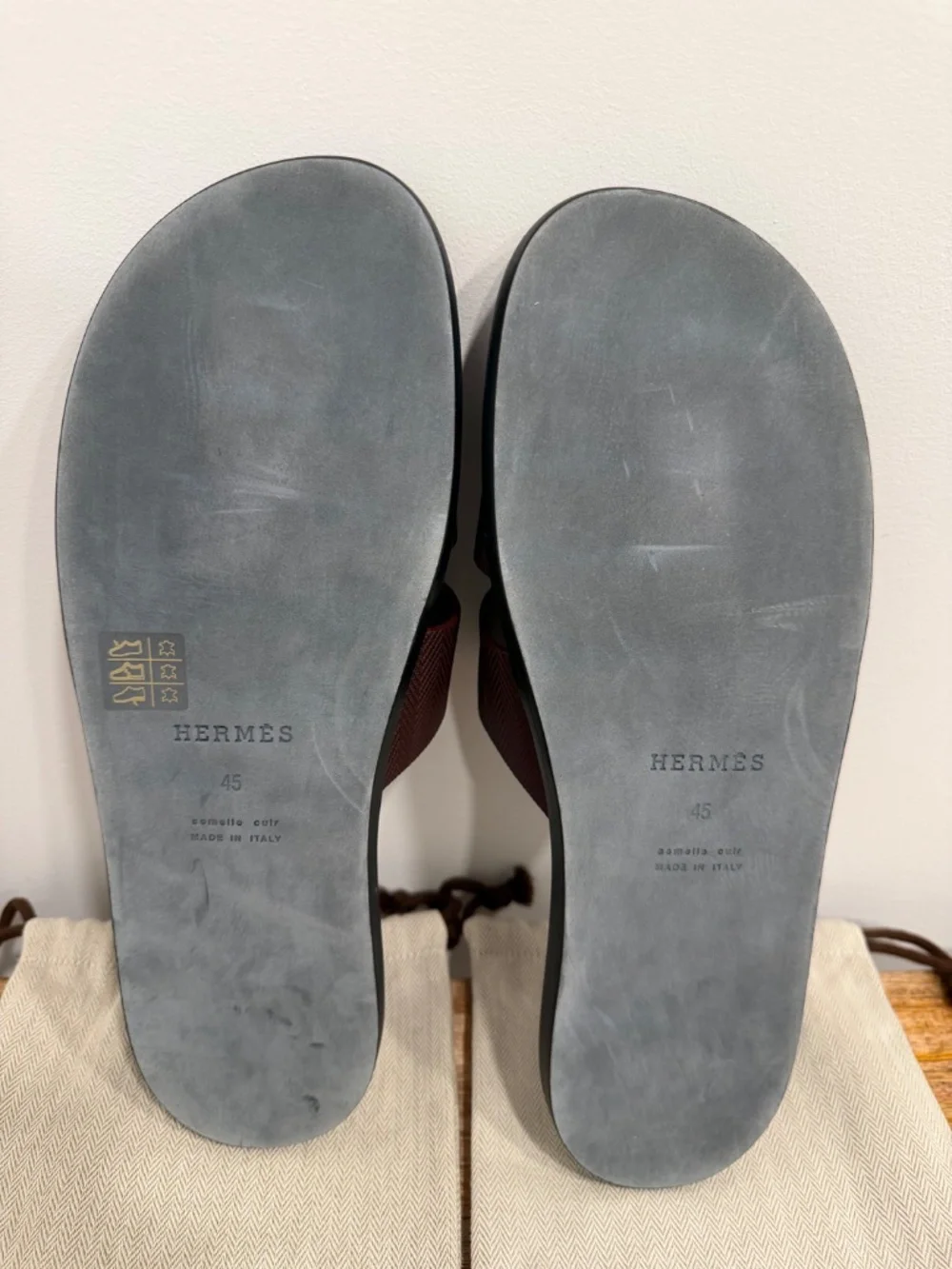 Hermès Izmir Sandals Men's 45 Burgundy Leather NEW